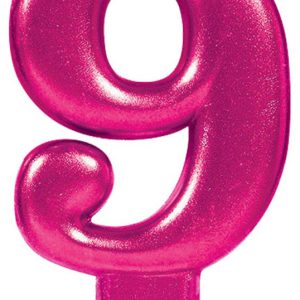 Rózsaszín Pink számgyertya, tortagyertya 9-es