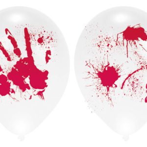 Halloween Bloody Hand világító LED léggömb, lufi 4 db-os 11 inch (27,5 cm)