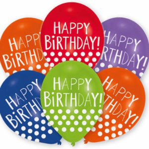 Happy Birthday Dots léggömb, lufi 6 db-os 11 inch (27,5cm)