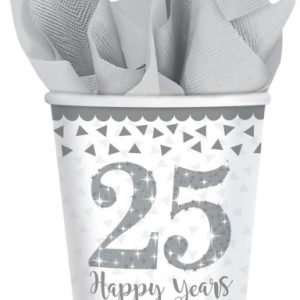 Házassági évforduló 25. Silver papír pohár 8 db-os 266 ml