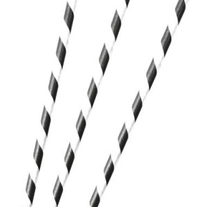 Focis Black papír szívószál, 12 db-os szett