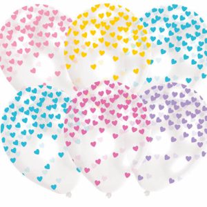 Konfettis Heart léggömb, lufi 6 db-os 11 inch (27,5 cm)