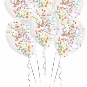 Színes Colorful konfettivel töltött léggömb, lufi 6 db-os 11 inch (27,5 cm)