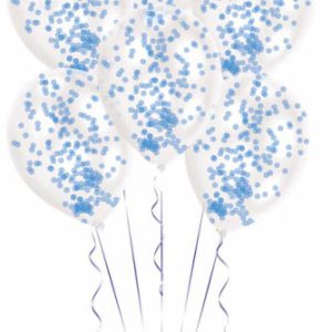 Kék Blue konfettivel töltött léggömb, lufi 6 db-os 11 inch (27,5 cm)