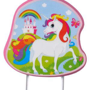Unikornis Rainbow tortagyertya 9 cm