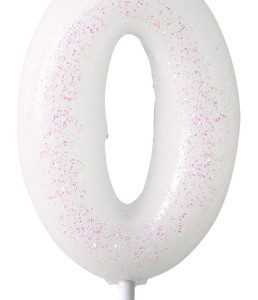 Fehér White csillámos gyertya 0-ás 6,5 cm