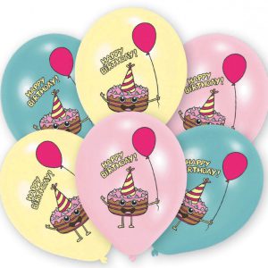 Happy Birthday Cake léggömb, lufi 6 db-os 11 inch (27,5cm)