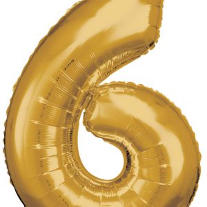 Arany Gold óriás szám fólia lufi 6-os, 86x58 cm