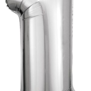 Ezüst Silver óriás szám fólia lufi 1-es, 83x38 cm