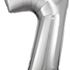 Ezüst Silver óriás szám fólia lufi 7-es, 83x55 cm