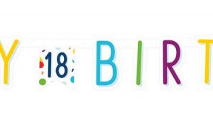 Konfettis Colorful Happy Birthday 18 felirat 180 cm