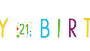 Konfettis Colorful Happy Birthday 21 felirat 180 cm