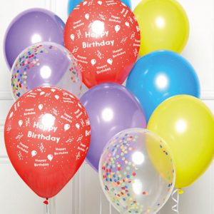 Happy Birthday Rainbow léggömb, lufi 10 db-os szett 11 inch (27,5cm)