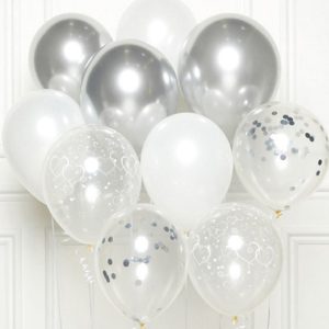 Happy Birthday Silver léggömb, lufi 10 db-os szett 11 inch (27,5cm)