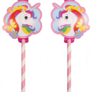 Unikornis Rainbow papír szívószál, 8 db-os szett