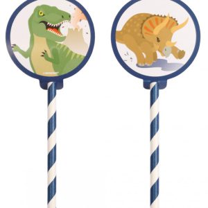 Dinoszaurusz Happy papír szívószál 8 db-os szett