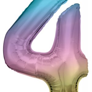 Színes Pastel Rainbow óriás szám fólia lufi 4-es, 86 cm