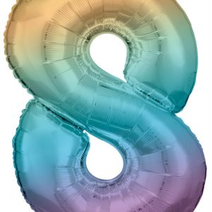 Színes Pastel Rainbow óriás szám fólia lufi 8-as, 83 cm
