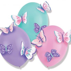 Pillangó Flutter léggömb, lufi 3 db-os kiegészítőkkel 14 inch (35,5 cm)