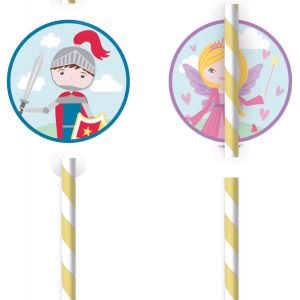 Hercegnő és Lovag Middle Ages papír szívószál, 8 db-os szett