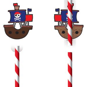 Kalóz Ship papír szívószál, 8 db-os szett