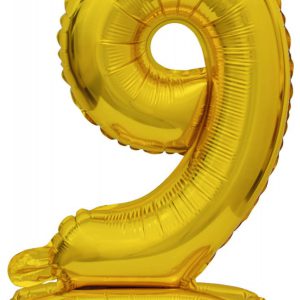 Arany Gold mini 9-es szám fólia lufi talppal 38 cm