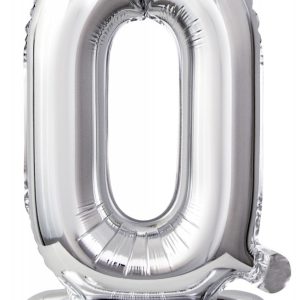 Ezüst Silver mini 0-ás szám fólia lufi talppal 38 cm
