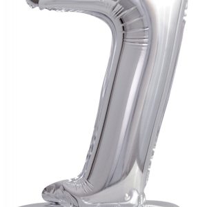 Ezüst Silver mini 7-es szám fólia lufi talppal 38 cm