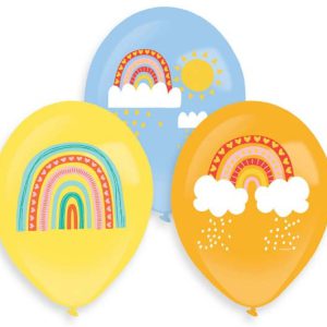 Szivárvány Retro léggömb, lufi 6 db-os 11 inch (27,5cm)