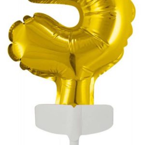 Arany Gold 5-ös szám fólia lufi tortára 13 cm
