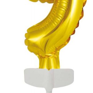 Arany Gold 9-es szám fólia lufi tortára 13 cm