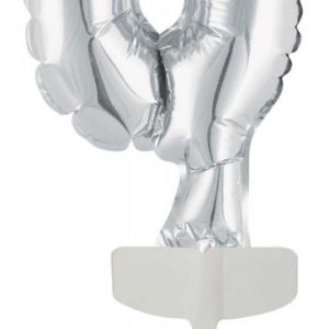 Ezüst Silver 0-ás szám fólia lufi tortára 13 cm