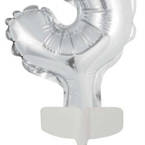 Ezüst Silver 3-as szám fólia lufi tortára 13 cm