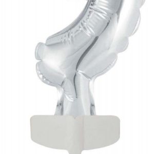 Ezüst Silver 9-es szám fólia lufi tortára 13 cm