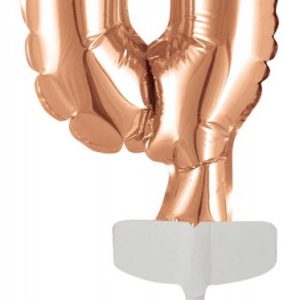 Színes Rose Gold 0-ás szám fólia lufi tortára 13 cm
