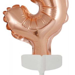 Színes Rose Gold 3-as szám fólia lufi tortára 13 cm