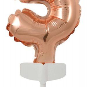 Színes Rose Gold 5-ös szám fólia lufi tortára 13 cm