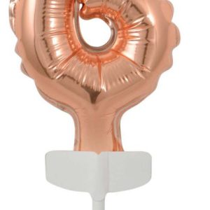 Színes Rose Gold 6-os szám fólia lufi tortára 13 cm