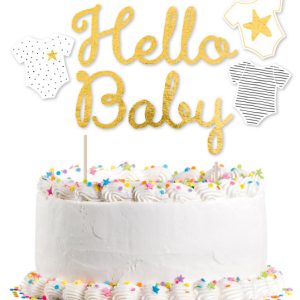 Hello Baby Gold torta dekoráció