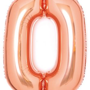 Színes Rose Gold 0-ás szám fólia lufi 66 cm