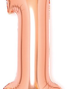 Színes Rose Gold 1-es szám fólia lufi 66 cm