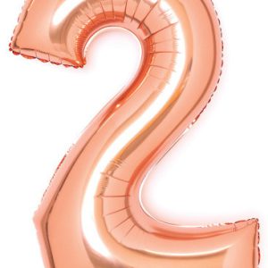 Színes Rose Gold 2-es szám fólia lufi 66 cm