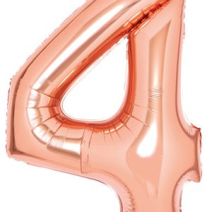 Színes Rose Gold 4-es szám fólia lufi 66 cm