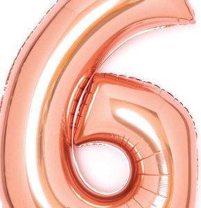 Színes Rose Gold 6-os szám fólia lufi 66 cm