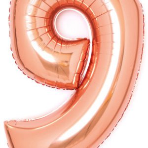Színes Rose Gold 9-es szám fólia lufi 66 cm