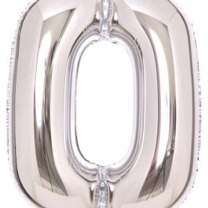 Ezüst Silver 0-ás szám fólia lufi 66 cm