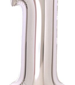 Ezüst Silver 1-es szám fólia lufi 66 cm