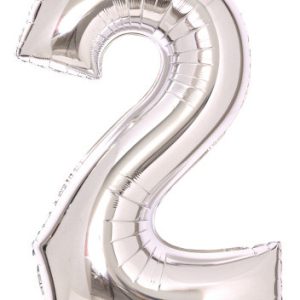 Ezüst Silver 2-es szám fólia lufi 66 cm