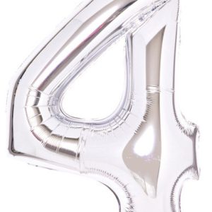 Ezüst Silver 4-es szám fólia lufi 66 cm