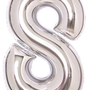 Ezüst Silver 8-as szám fólia lufi 66 cm